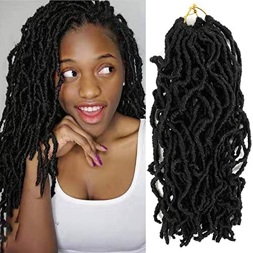 14 Inch New Faux Locs Crochet Hair 4 Packs Goddess Soft Locs Pre-Looped Crochet Braids 100% Premium Fiber Synthetic Hair Extensions African Roots