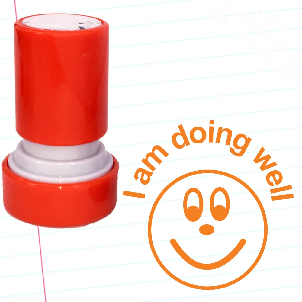 Classroom Capers Orange I Am Doing Well, Self-Assessment, Teacher Stamp. Self-Inking, 22Mm, Reinkable, Quality Stamper For Marking. Ink*