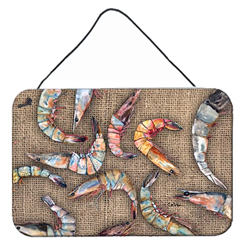 Caroline's Treasures 8738DS812 Shrimp Wall or Door Hanging Prints Aluminum Metal Sign Kitchen Wall Bar Bathroom Plaque Home Decor, 8x12, Multicolor