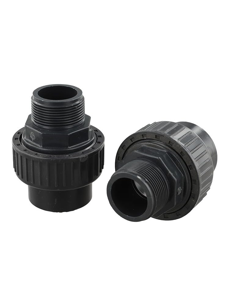 Conector de bomba de piscina de unión de rosca externa, 2 unidades, ajuste de conexión rápida de PVC para bomba de spa y tubería, color negro