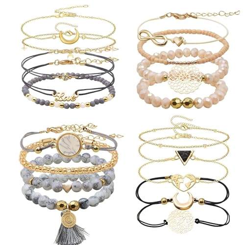 18 Pcs Boho Surfer Bracelet Anklet Adjustable Beaded Anklets Handmade Braided Bracelet Colorful Anklet Summer String Rope Friendship Bracelets Waterproof Beach Bracelet Boho Jewelry for Women Men