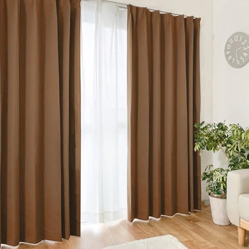 curtain Rainbow �S���Z�b�g �\���b�h�P���Ռ� �J�[�e�� �ՔM �ۉ� �`��L���t�������@�\�����ɂ������[�X�J�[�e���i�J�[�e���Q��+���[�X�J�[�e���Q���j��100×��135cm/�u���E��
