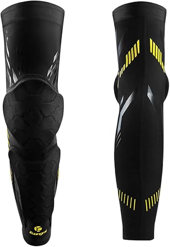 Miniatura 2 de Kuangmi Rodillera protectora para la rodilla rodillera de compresión para piernas espinilleras par Negro Amarillo