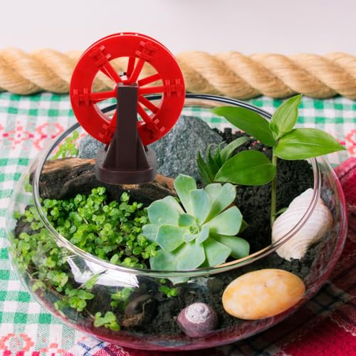 Image of POPETPOP Miniature Water Wheel Fountain Decor 3In Lightweight Plastic DIY Aquarium Ornament for Fish Tank Pond Landscape Indoor Water Feature