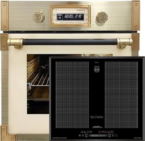 Kaiser Pyrolyse Backofen »EH 6427 ElfAD+KCT 67 FIN La Perle«, Retro Einbau Backofen 73L Elfenbein, 60 cm+Induktions-Induktionskochfeld 60 cm Einbau Herd Autark Power Booster Funktionsdisplay