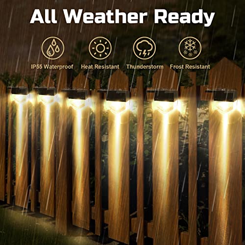 Claoner Solar Fence Lights, [8 Packs] Waterproof Solar Deck Lights Dusk To Dawn Step Lights Outdoor Decor With Warm White/Golden Light Modes For Deck Fence Yard Patio Wall Pool Stair Step Balcony #TOP4