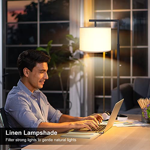 Deeak Floor Lamp,Stepless Brightness &4 Color Temperature Modern Standing Shade Led Floor Lamp With Remote & Rotary Control For Living Room,Office And Bedroom(9W Led Bulb Inclued),Black #TOP5