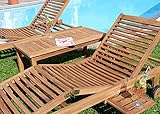 ASS 2X Hochwertige Teak Sonnenliege Gartenliege Strandliege Liegestuhl Holzliege Holz sehr robust - 4