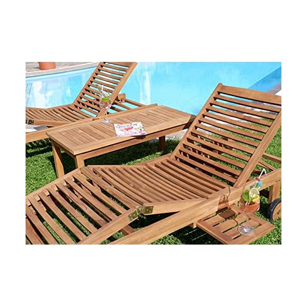 Teak Sonnenliegen-Set Cozy mit Beistelltisch