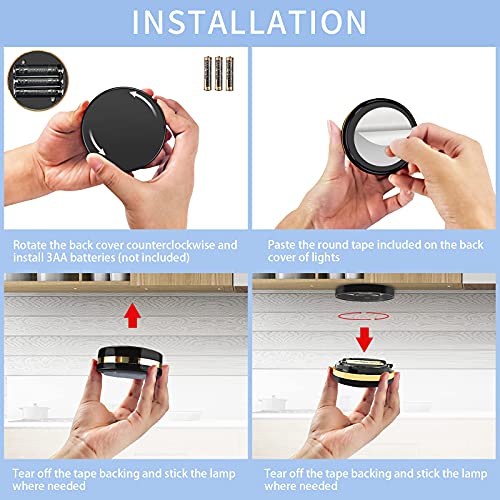 Puck Lights with Remote, Starxing Wireless Led Puck Lights Battery Operated, Led Puck Lights with Remote Control, Led Under Cabinet Lighting, Dimmable Closet Light Battery Powered