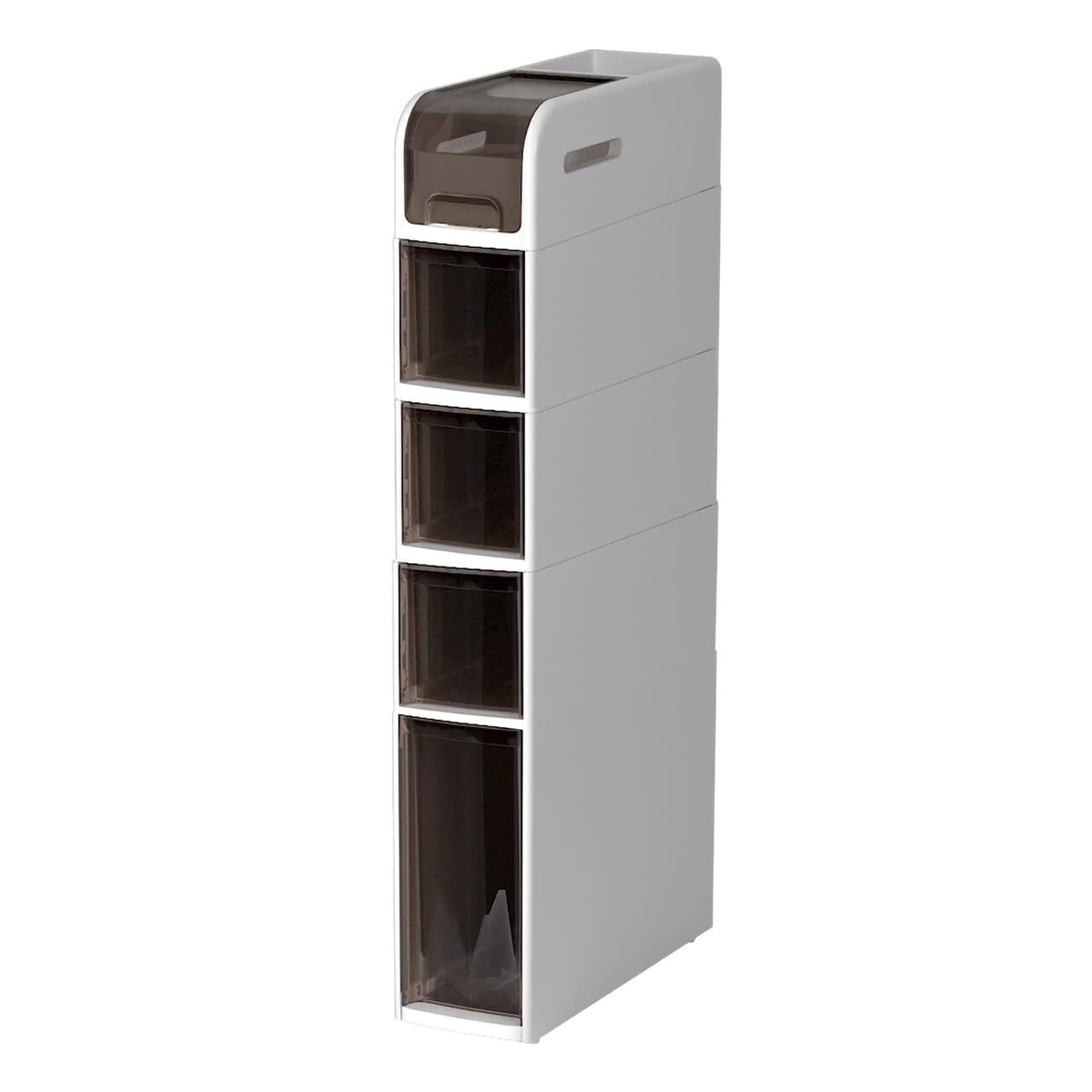 Waterproof Bathroom Storage Cabinet, 25''31''37''43''Tall Movable Thin Toilet Paper Storage Holder with Higher Drawers Store Laundry Liquid Paper Cosmetic Feminine Products, No Assembly (Size : H x w