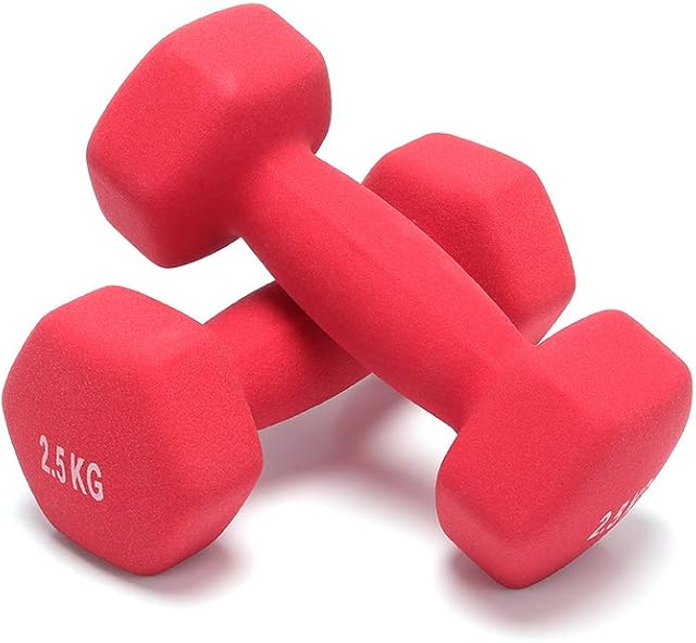 The Fellie Dumbbells Set 1/2/3/4/5/6/8/10 KG Hex Dumbbells Weights Set for Women Kids Neoprene Iron Cast Dumbbells Home Gym Muscle Training Equipment