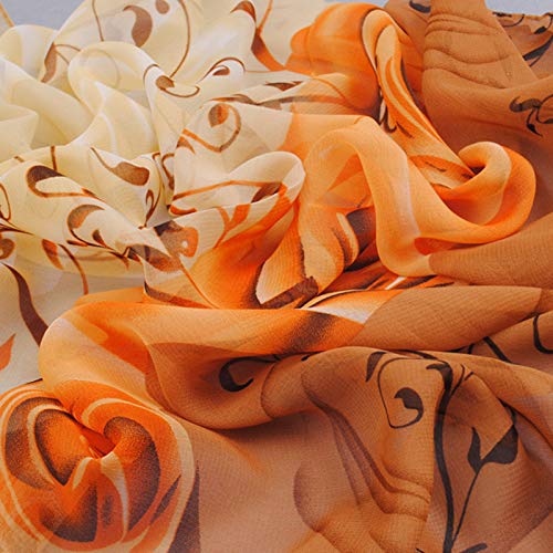 Ink2055 Classic Rose Print Women Thin Summer Sunscreen Beach Towel Long Chiffon Blue #TOP6