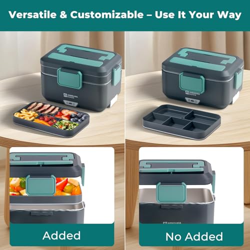 Image of Annie & Mia Design Electric Lunch Box for Adults, 90W and 3.5L Electric Lunch Box for Adults, Home, Car, Office, Truck, Laptop