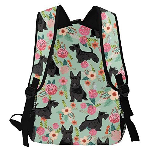 AMRANDOM Black Scottie Dog Backpack Travel Laptop Backpack Durable Water Resistant College Backpack Laptop Bag for Women Men4