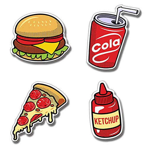 Yey Fridge Magnets Refrigerator Stylish Set Cute Fast Food Design for Home, Kitchen and Office Decoration (Multicolour, 3x2 inches) Set of 4 Designs
