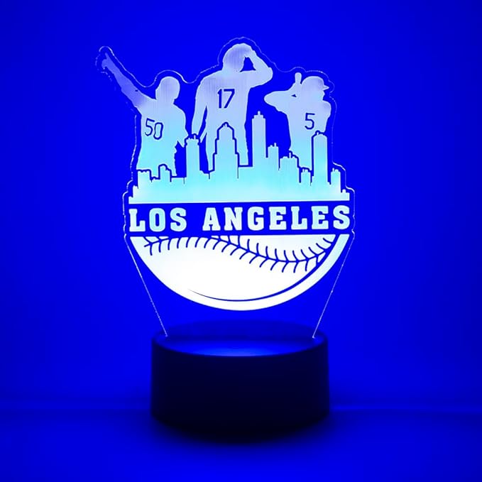 EXIGENT EXIGENT 3D LED Light Los Angeles Baseball Lamp Acrylic Illusion Night Flashing Cool (Lamp_LAD)