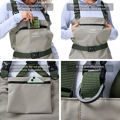 Image of BASSDASH IMMERSE Women's Breathable Stocking Foot Fishing Waders Waterproof Lightweight Chest Wader