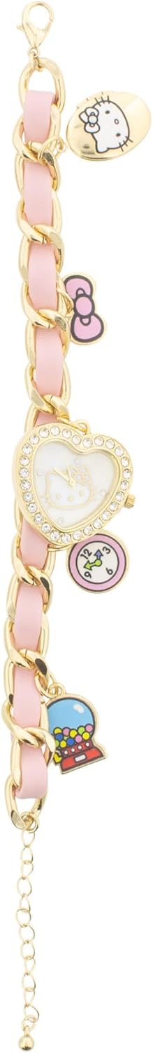 Accutime Hello Kitty Pink & Gold Charm Bracelet Analog Watch