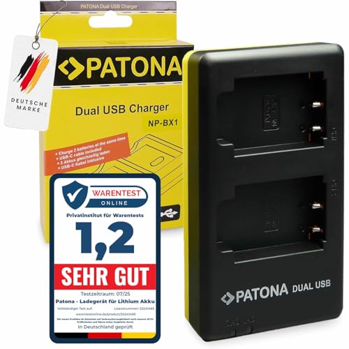 PATONA Caricabatteria Doppio per NP-BX1 NPBX1 BX1 Batteria Compatibile con