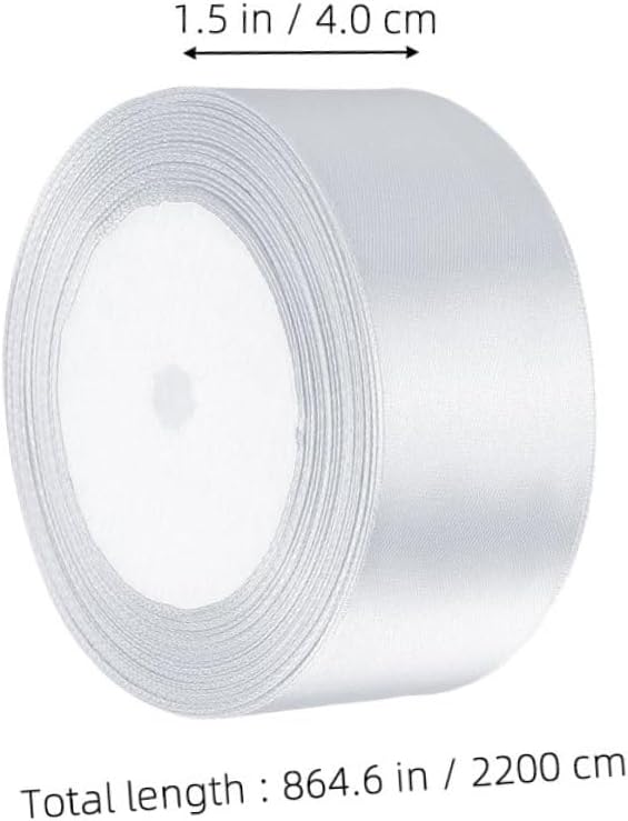 White Satin Ribbon 5pcs Set for Wrapping, DIY Crafts, Wedding Bouquets, Party Decoration, Candy and Present Wrap Embellishments