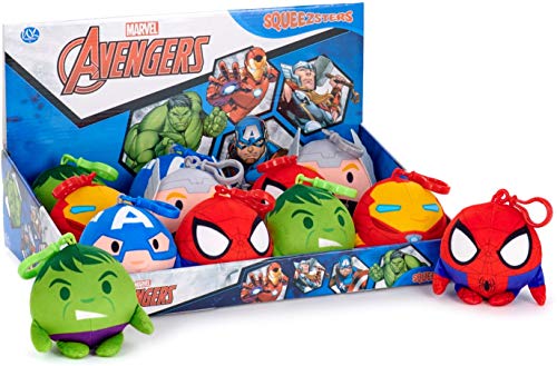 Preisvergleich Produktbild Disney Marvel Squeezer Bag Clip Schlüsselanhänger / Kuscheltier / Plüschtier / Geschenk für Kinder / Mädchen / Jungen / Spielzeug / Schultasche / Hulk / Spiderman / Thor / Captain America / Iron Man