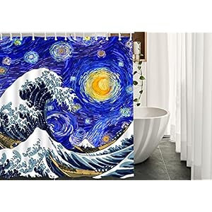 WONDERTIFY Van Gogh's Starry Sky Hokusai Great Wave Shower Curtain Bathroom Curtains, Machine Washable, Water-Repellent, 72 by 72 Inches WONDERTIFY Van Gogh’s Starry Sky Hokusai Great Wave Shower Curtain Bathroom Curtains, Machine Washable, Water-Repellent, 72 by 72 Inches