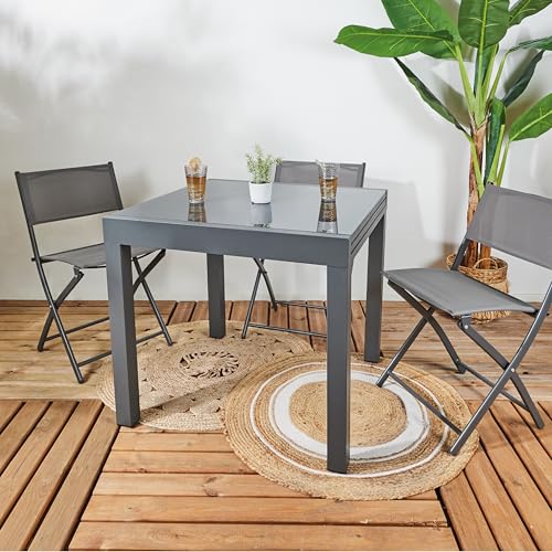 HOME DECO FACTORY - HDO0287, Mesa de Jardín Extensible Modelo Haria, Mesa de Salón de Jardín, Mobiliario, Mobiliario de Exterior, Mesa de Exterior, 80x75x80 cm, Gris - imagen 11