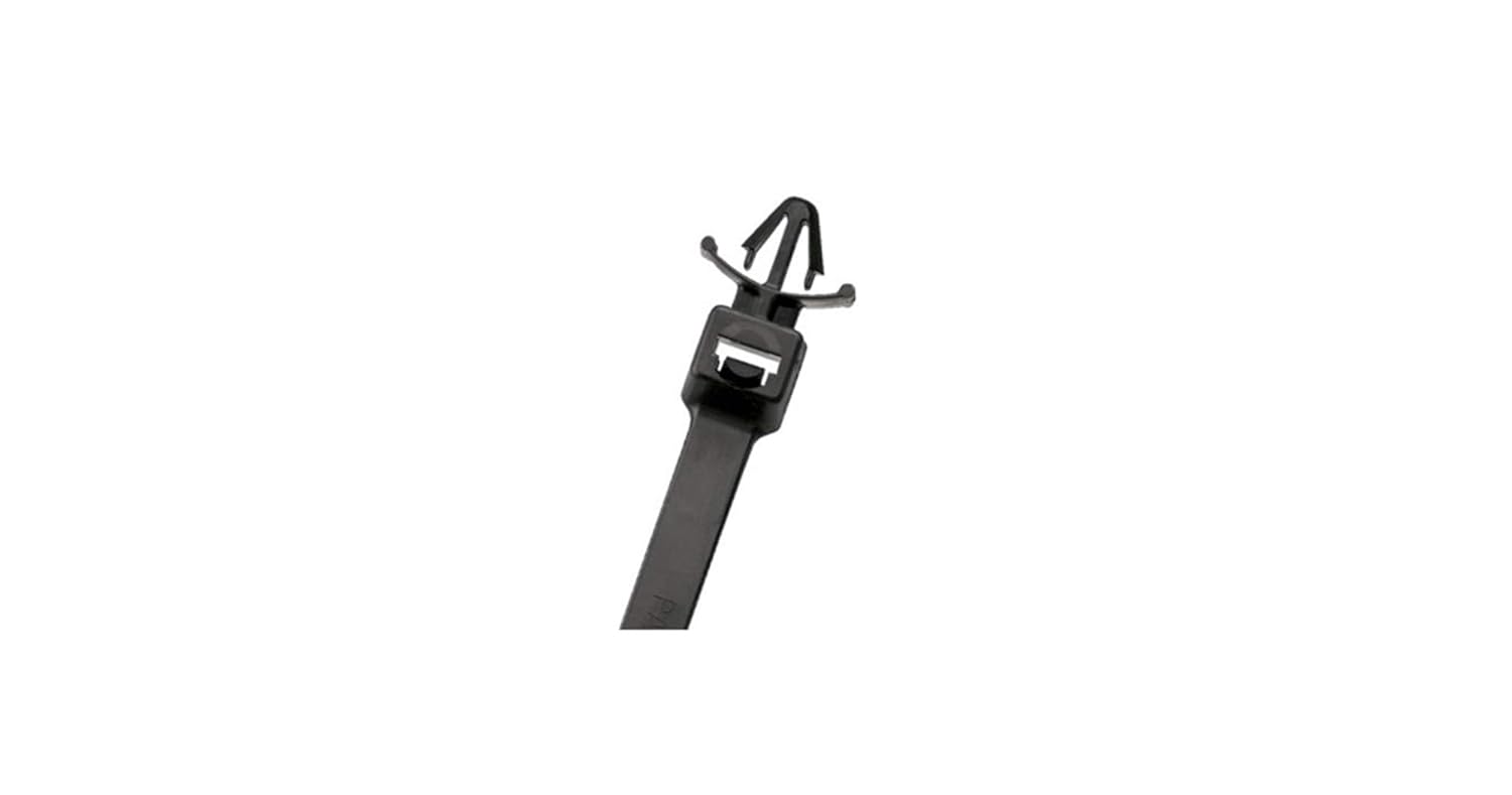 Panduit PLWP1M-D0 Pan-Ty Locking Wing Push Mount Tie, Miniature, 4.3-Inch Length, Weather Resistant Nylon 6.6, Black (500-Pack)