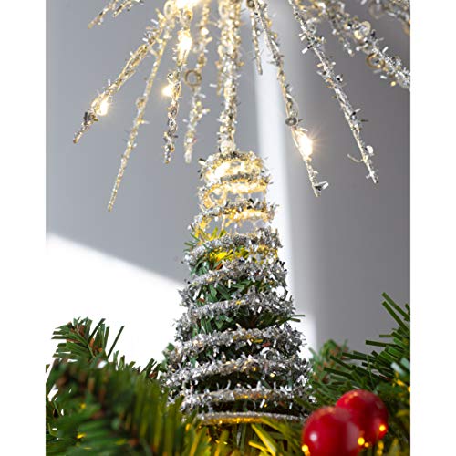 WeRChristmas Glitter Star Tree Topper with 25 Chasing Warm LED Lights, Multi-Colour, 32cm - Image 3