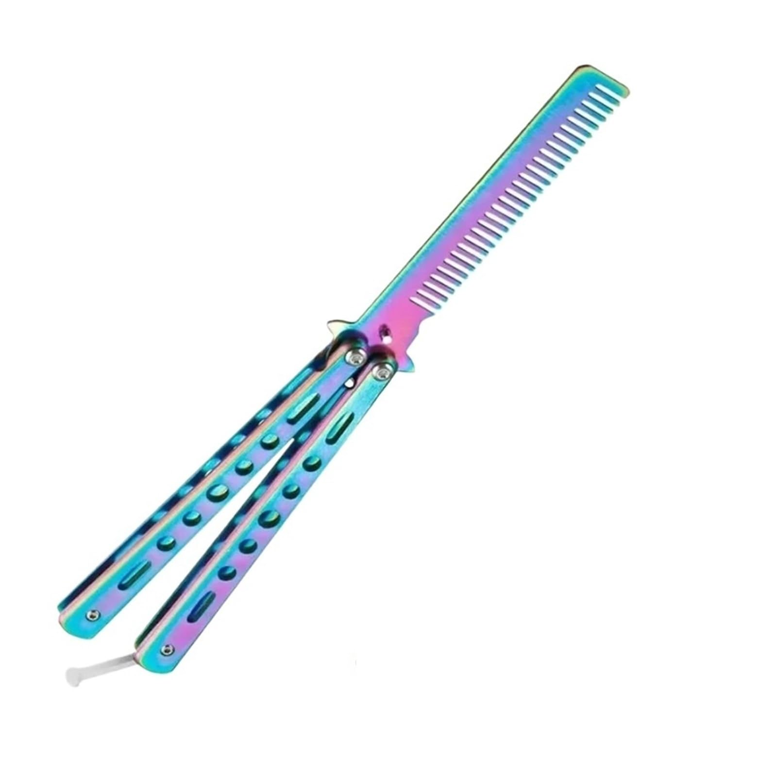 Peigne pliable couteau papillon en acier inoxydable, brosse à barbe et moustache, outil de coiffure for Salon