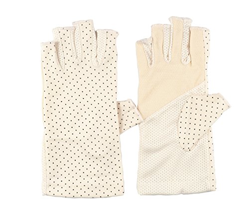 Breathable Cool Fingerless Gloves UV Lightweight Cute Fingerless Gloves Evening Fingerless Gloves Beige