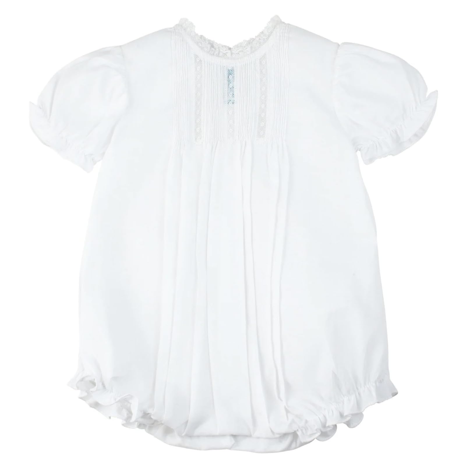 Feltman Brothers Girls White Pintucks & Lace Bubble, 3 Months