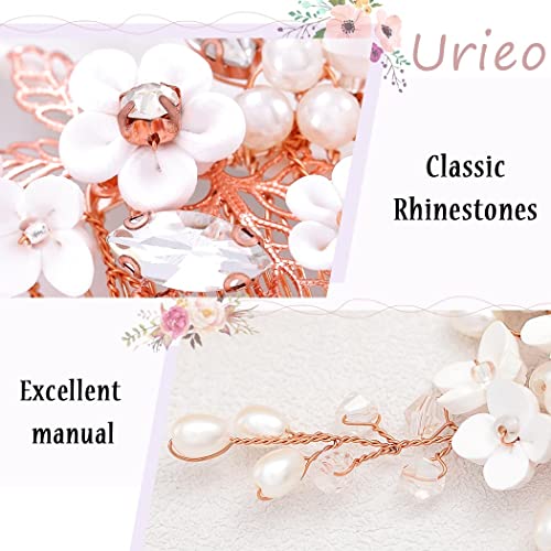 Accer Pearl Bridal Hair Comb Rose Gold Crystal Wedding Hair Combs Flower Bride Hair Accessories For Women And Girls #TOP2