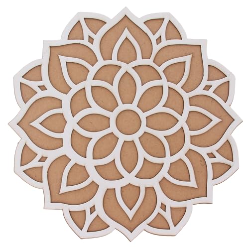 Rangoli Stencils Reusable MDF Wooden Base Diwali Decorations Easy to Fill Rangoli Stencil Tool Indian Mandala DIY Art Template for Home Floor Tile Décor Craft Projects Gift (12 Inch - Design 17)