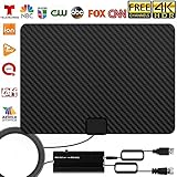 TV Antenna - Amplified HD Digital Indoor TV Antenna 250+ Miles Long Range - Compatible 4K 1080p Fire tv Stick and All Older TVs with Amplifier Signal Booster for Free Channels (Black)