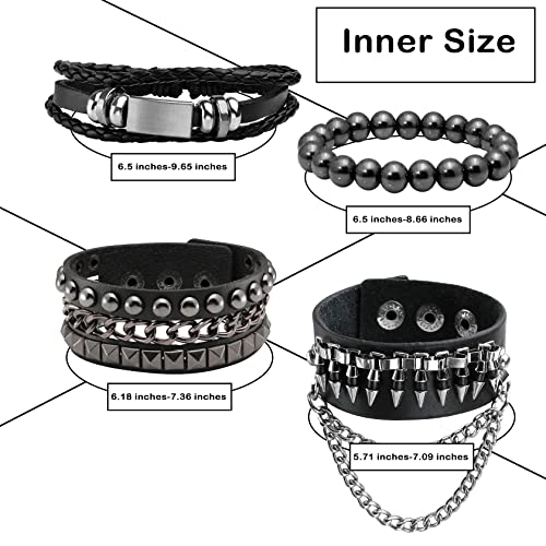 Eigso Retro Vintage Punk Leather Bracelets For Men Women Studs Spike Rivet Wristbands Adjustable #TOP1