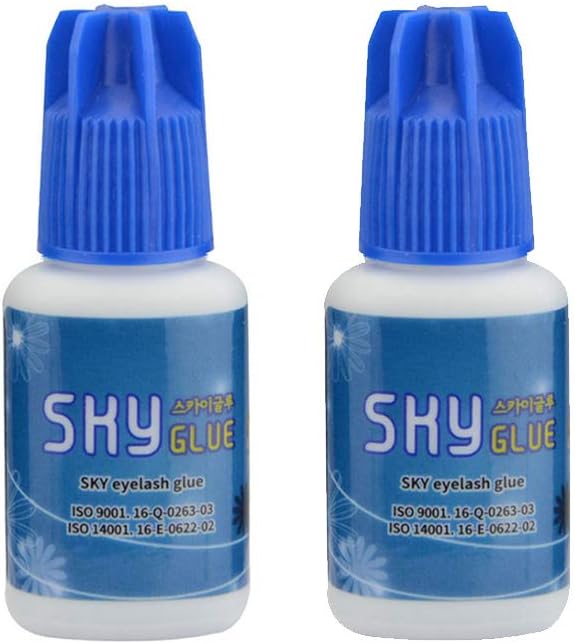 Super Strong Eyelash Extension Glue SKY S+ 5ml 2 PACK - 3-4s Professional Black Bonding Adhesive for Long Lasting Semi Permanent Individual Lash Extensions