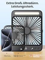 Warmco D4 Akku Camping Ventilator 20000mAh, LED-Lampe, 48 Std. Laufzeit – Ansicht 7