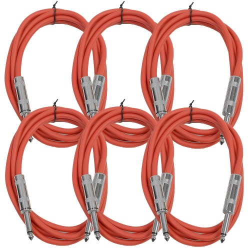 Seismic Audio - Sastsx-6 (6 Pack) - 6 Foot Ts 1/4" Guitar, Instrument, Or Patch Cables Red #TOP3