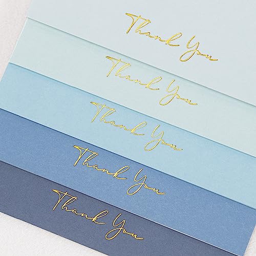 Crisky 4x6 Blue Thank You Cards with Envelopes & Stickers, 50 Pack Bridal Shower Graduation Thank You Cards Small Business, Wedding Baby Shower Birthday Funeral Notes Bulk
