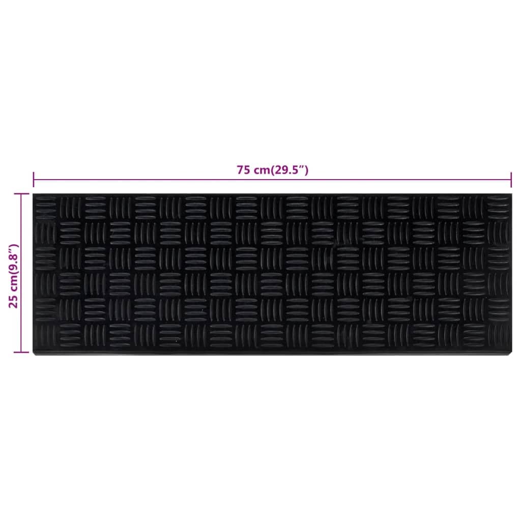Alfombrillas para escaleras, 5 unidades, color negro, 25 x 75 cm, 4 mm, de goma, diseño moderno, superficie de rodadura antideslizante, fácil de limpiar, para interiores, exteriores y