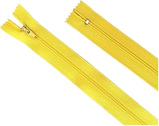 10 cremalleras de bobina de nailon de 10 a 60 cm (20 colores) (amarillo, 50 cm, 10 unidades)