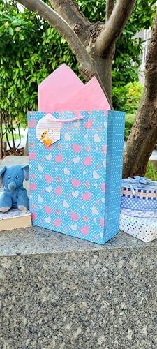 Image of Birthday Paper Gift Bags for Return Gifts - Medium Size 9x12x3.5 inch - Pack of 10 with Tags & Tissue Paper - Gift Bags for Kids Birthday Party, Baby Shower, Theme Party - 3 Cute Designs by Flora Paperbags