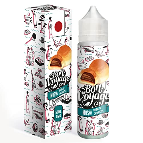 MOSHI BEURRE DE CACAHUETES BON VOYAGE E-Liquide pour Cigarette Électronique sans Nicotine Ni Tabac 50ml