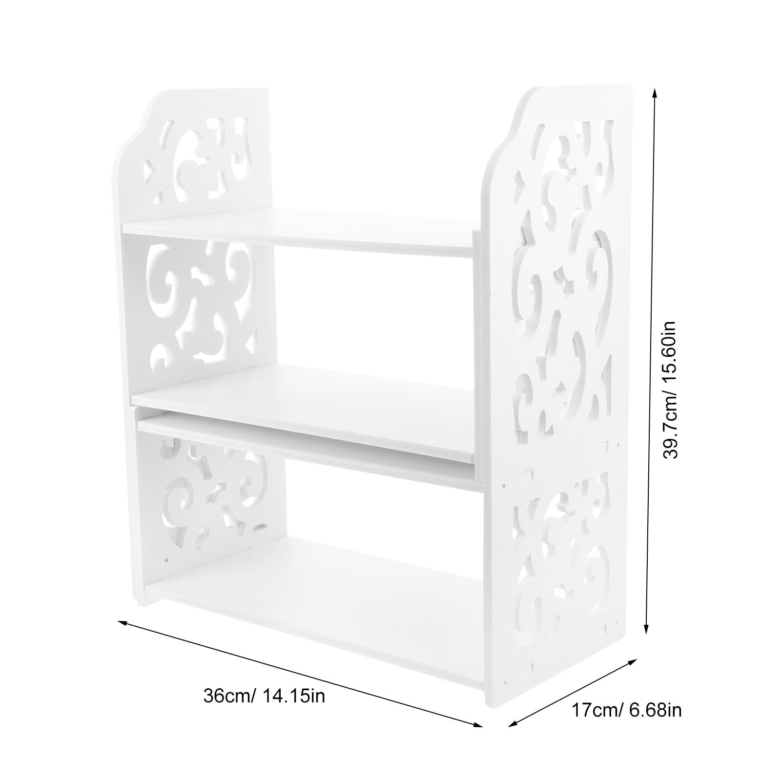 Healeved Estantería de Madera Estantería de Oficina Organizador de Escritorio para Escritorio Blanco con Superficie Lisa y diseño Aleatorio