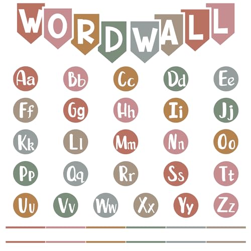 124 Pieces Word Wall Bulletin Board Set Word Wall Letters Alphabet Bulletin Board Cutouts for Classroom Decoration (Boho)