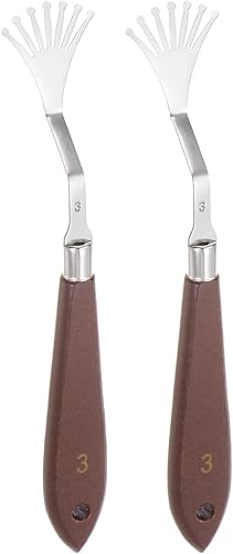 2pcs No.3 Paleta Cuchillos 1.299 in Ancho Acero Inoxidable Triangular Dentado Espátula Pintura Cuchillo de Paleta con Mango de Madera para Óleo