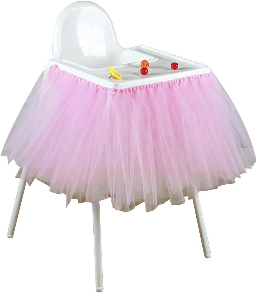 ECYC Tulle Table Skirt Baby Shower Birthday Decoration High Chair Home Textiles Party Supply, White