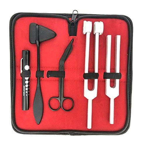 Tactical Black - Set of 5 pcs Reflex Percussion Taylor Hammer + Penlight + Tuning Fork C 128 C 512 + Bandage Scissors 5.5" - Thumbnail 4